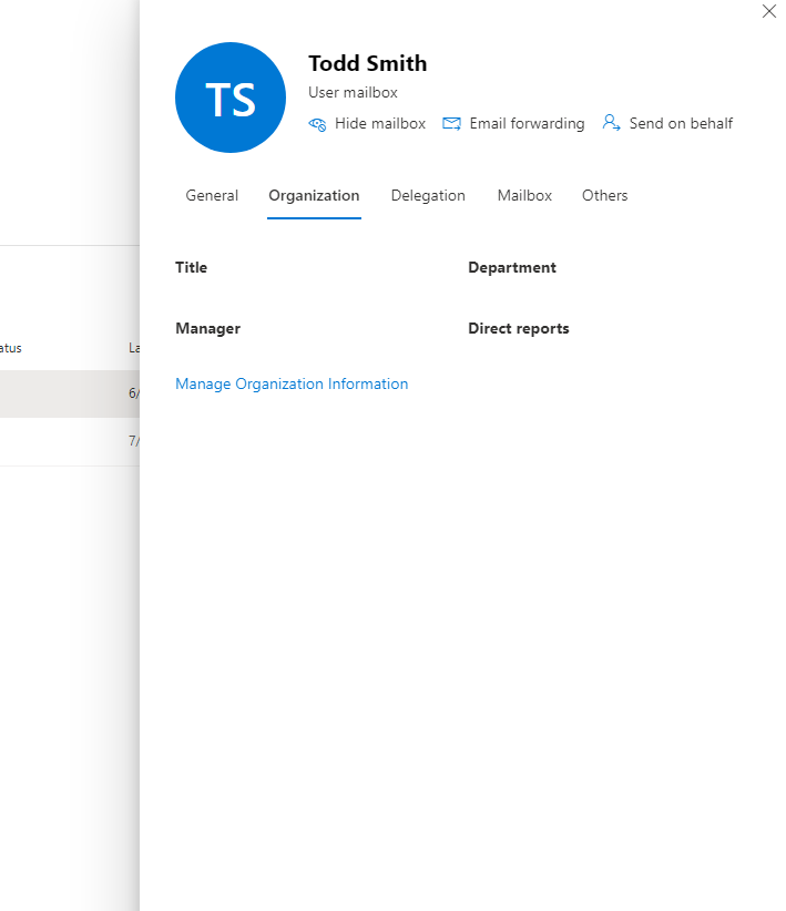 Organization Tab Exchange Microsoft 365